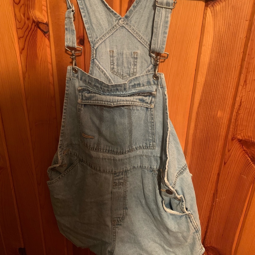Vintage jean short overalls